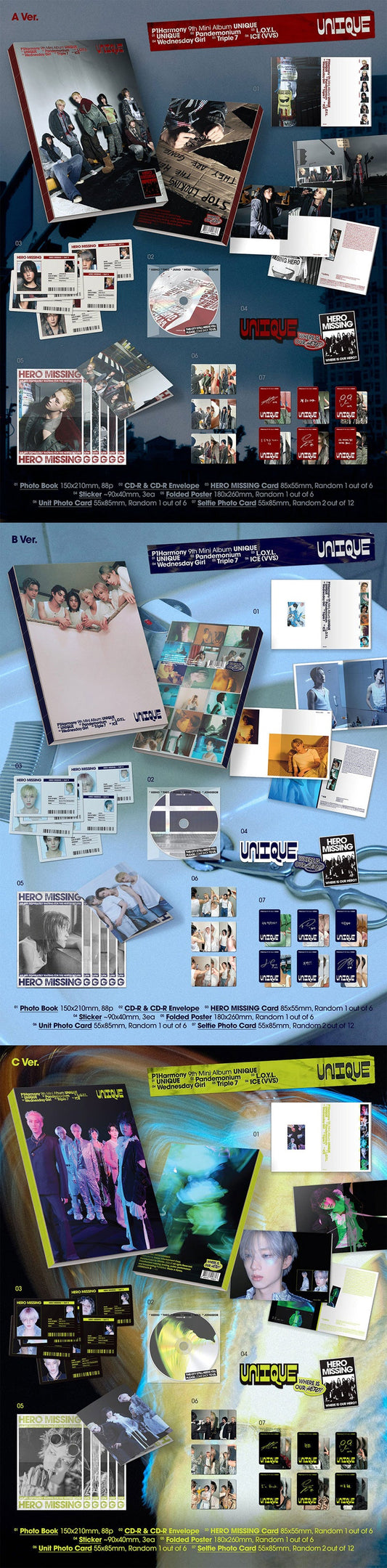 (applemusic_LD) P1Harmony - 9th mini album [UNIQUE] (Photobook Ver.) (3 TYPES Random)