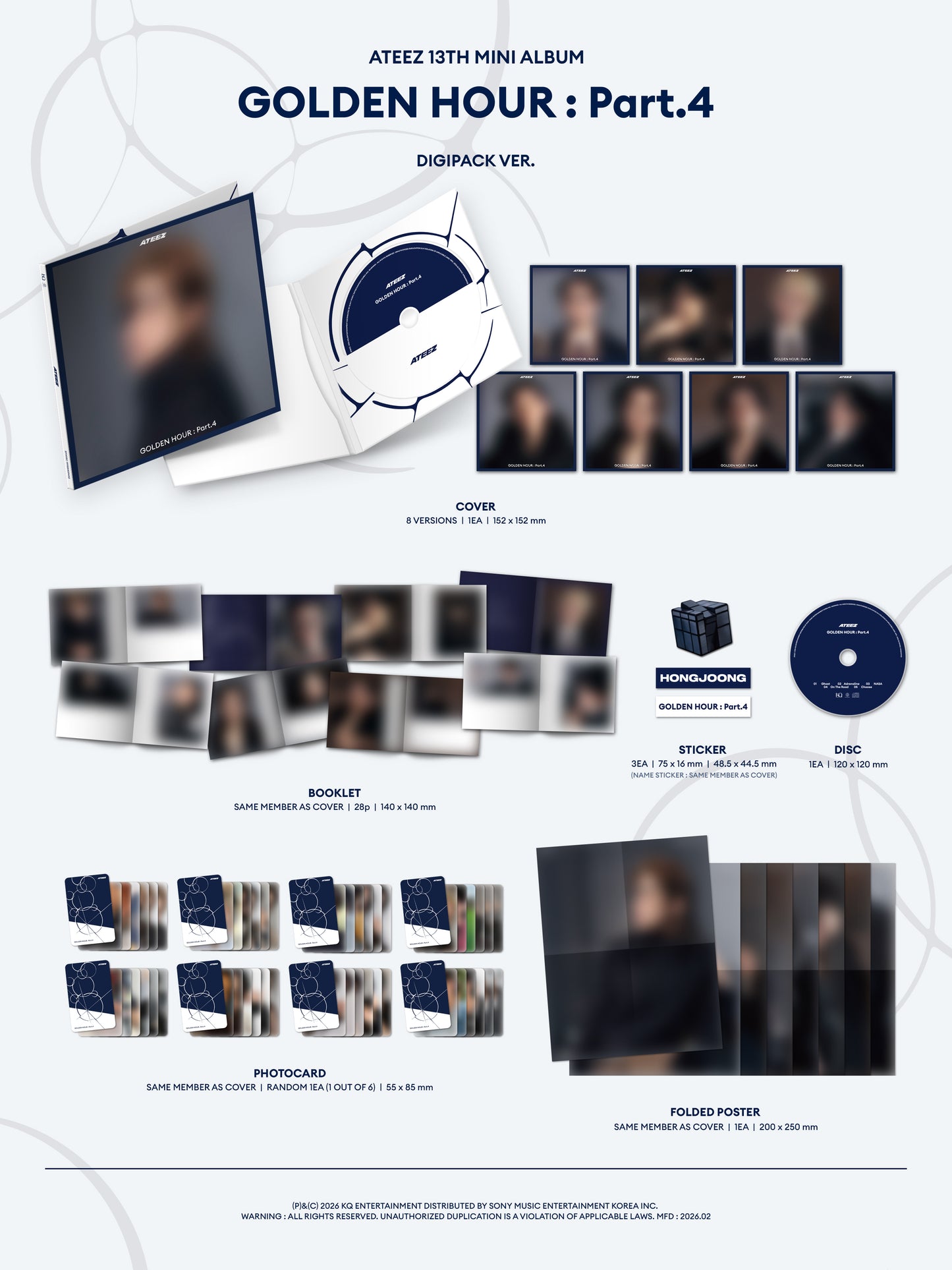 ATEEZ - 13th mini album [GOLDEN HOUR : Part.4] (DIGIPACK VER.) (8 TYPES Random)